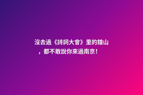 沒去過《詩詞大會》里的鐘山，都不敢說你來過南京！